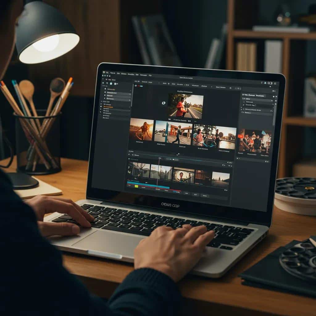 Content creator expertly using Opus Clip to intelligently clip videos, significantly boosting social media engagement and reach