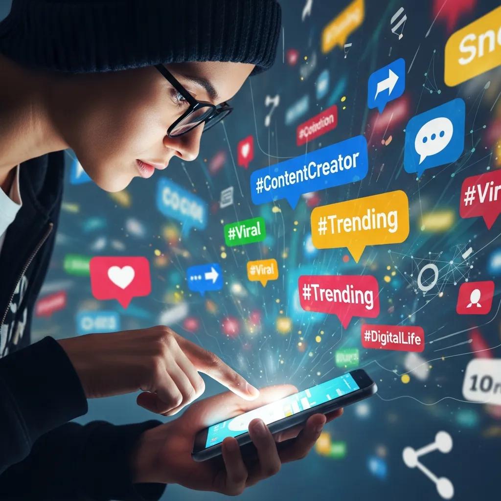 A person creating social media content on a smartphone, illustrating AI tools for social media