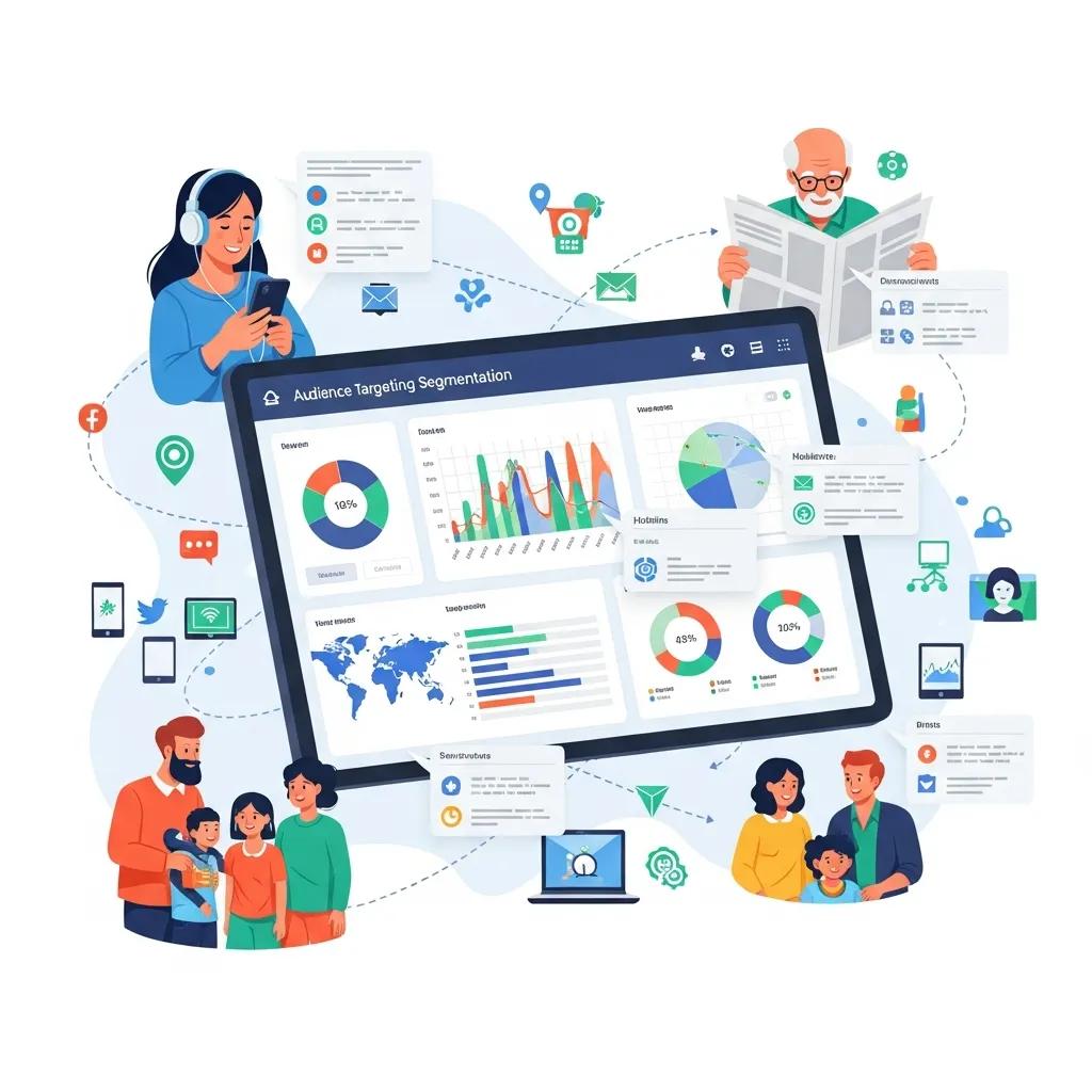 Digital dashboard displaying audience segmentation data for targeted advertising