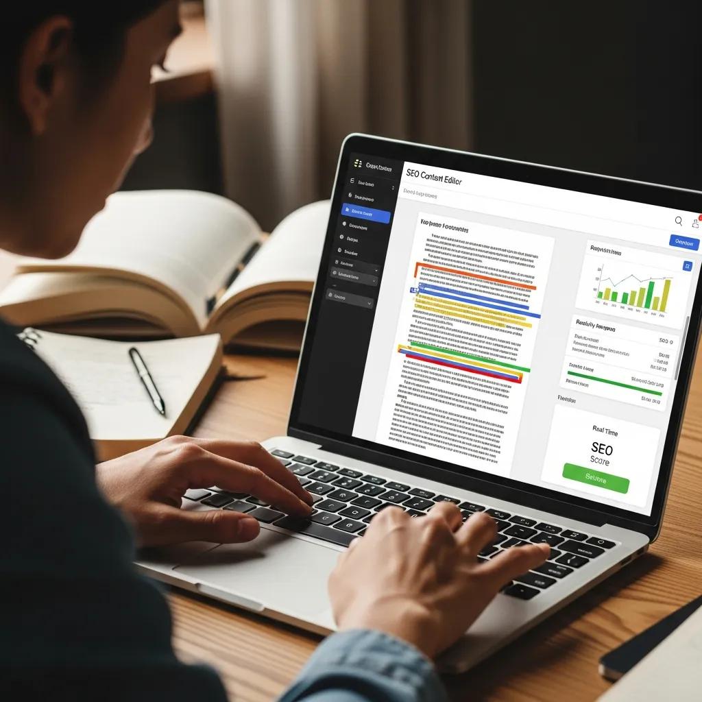 Person editing SEO content on a laptop, highlighting the importance of quality and on-page optimization