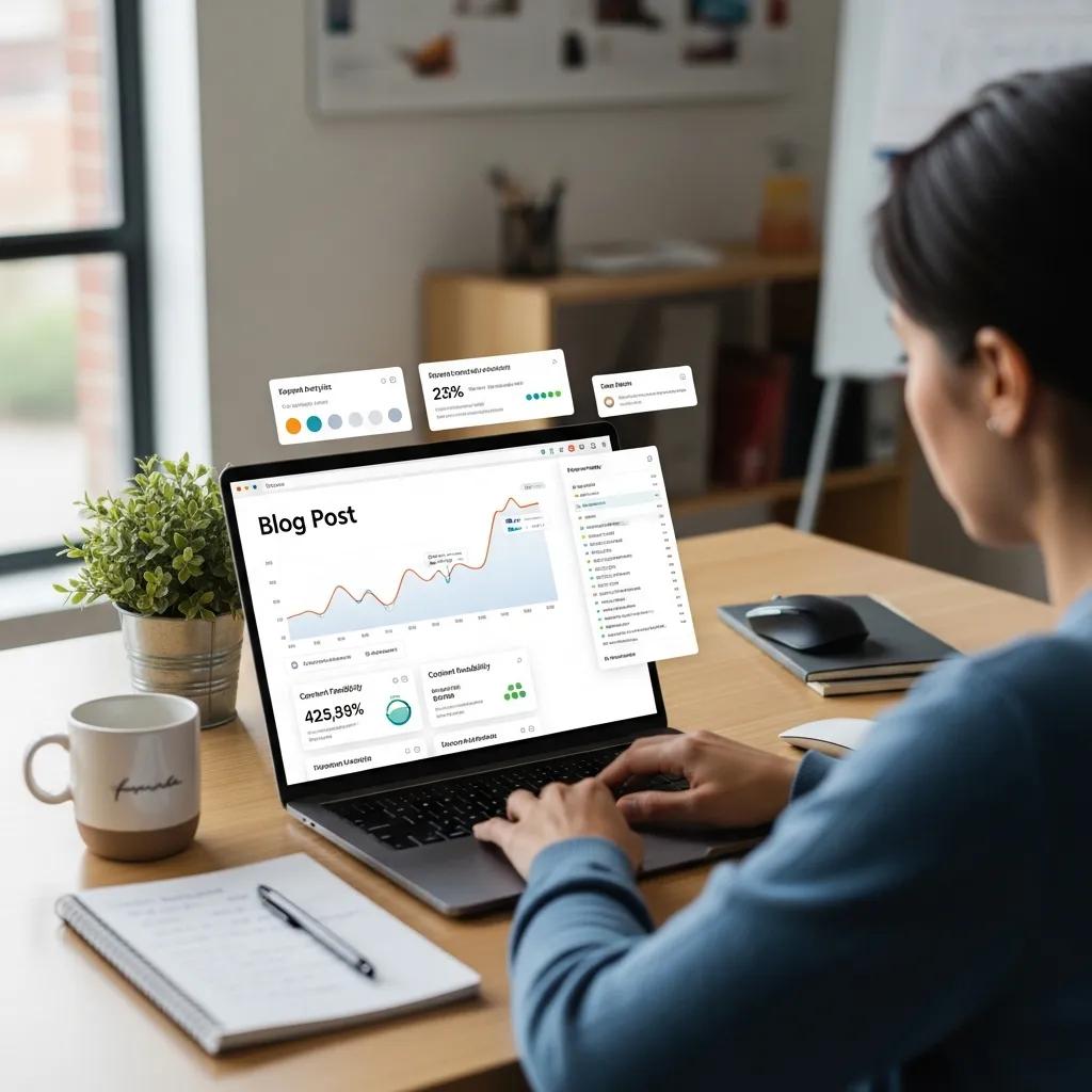 Person optimizing blog content for SEO using Jasper AI tools