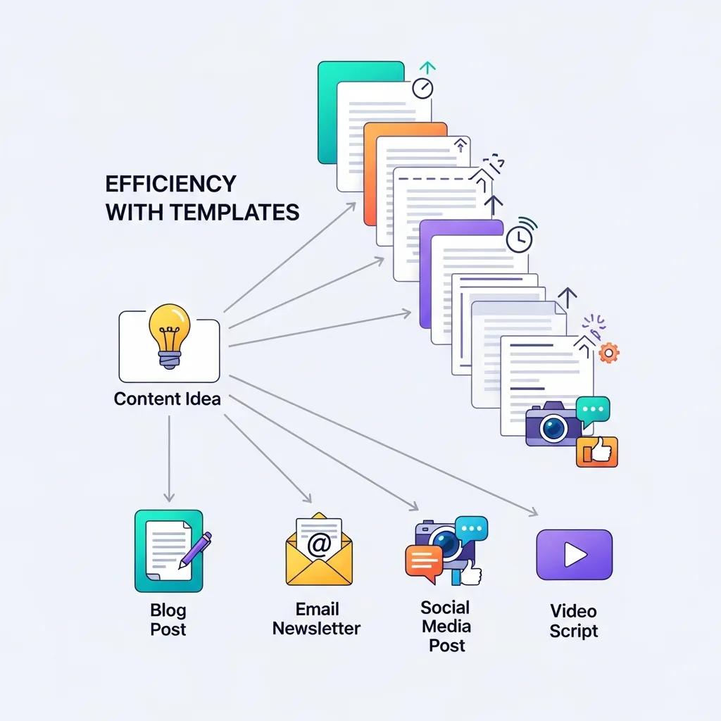 Visual representation of a content creation workflow using Jasper AI templates