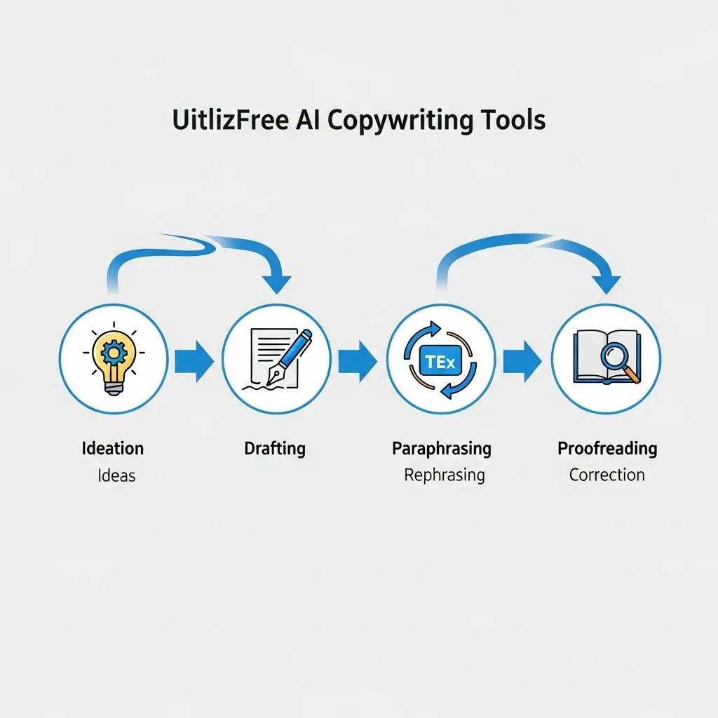 Workflow diagram illustrating the use of free AI copywriting tools for effective content creation